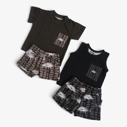 Keiki Set (Tank): Hebrew Camo Ulua (Black)