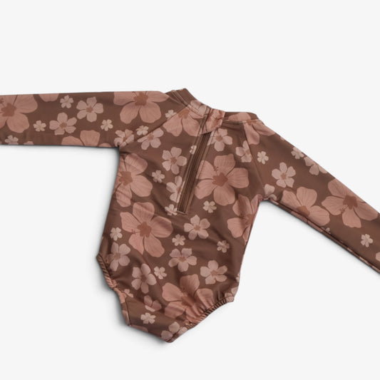 Girl’s Long Sleeve Swimsuit: Hibiscus Dream