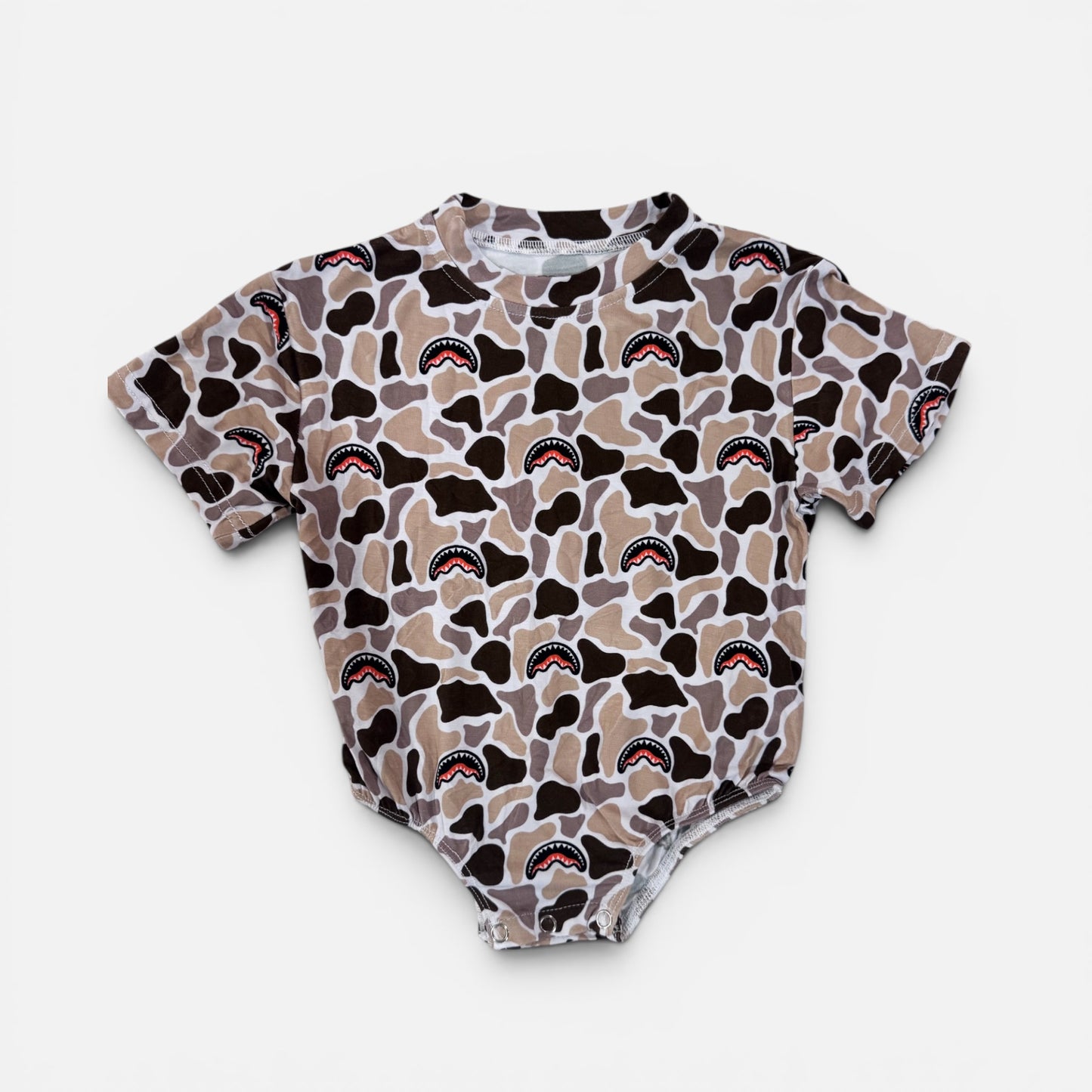 Boys Oversized Tee Romper - Shark Camo