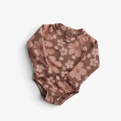 Girl’s Long Sleeve Swimsuit: Hibiscus Dream