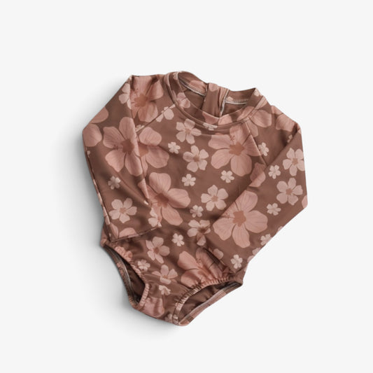 Girl’s Long Sleeve Swimsuit: Hibiscus Dream