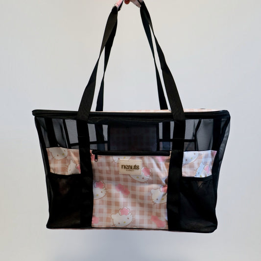 Fold Flat Carry All Tote: Cherry Blossom + Palaka Mouse